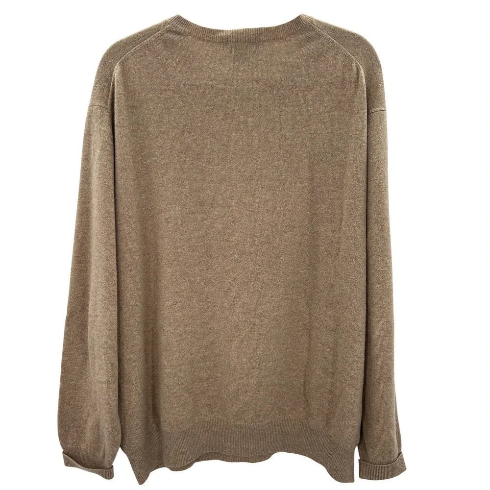 G.N.O. Design Mens 100% Cashmere V-Neck Sweater Brown Tan Size Large Academia - Picture 2 of 7